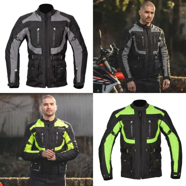 Spada Zorst CE Waterproof Motorcycle Jacket Thermal Touring Motorbike Coat Black