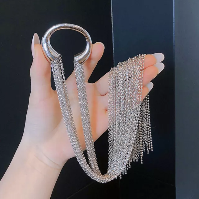 Trendy Silver Color Metal Hyperbole Long Tassel Chain Hair Accessories Hairpins