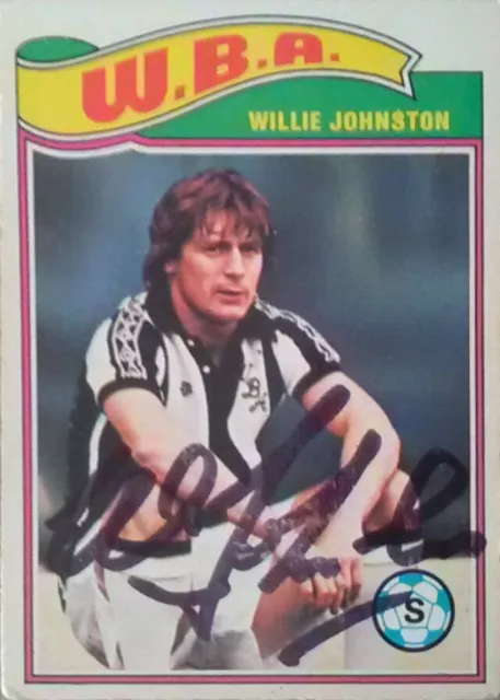 West Bromwich Albion FC Willie Johnston handsignierte Topps Sammelkarte