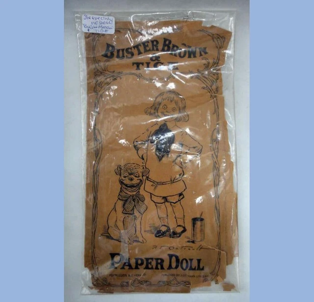 antique ORIGINAL old BUSTER BROWN & TIGE PAPER DOLL ENVELOPE-ONLY outcault