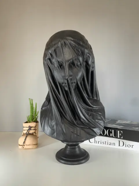 Large Veiled Lady Bust Statue, 18.5 inches 47 cm, Mother Mary Sculpture