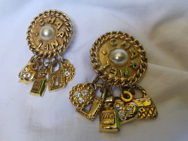 Boucles D'oreilles Clips Métal Et Pierres Turquoises - Signées SAVINI PARIS - Occasion Bon état - Pièce Rare