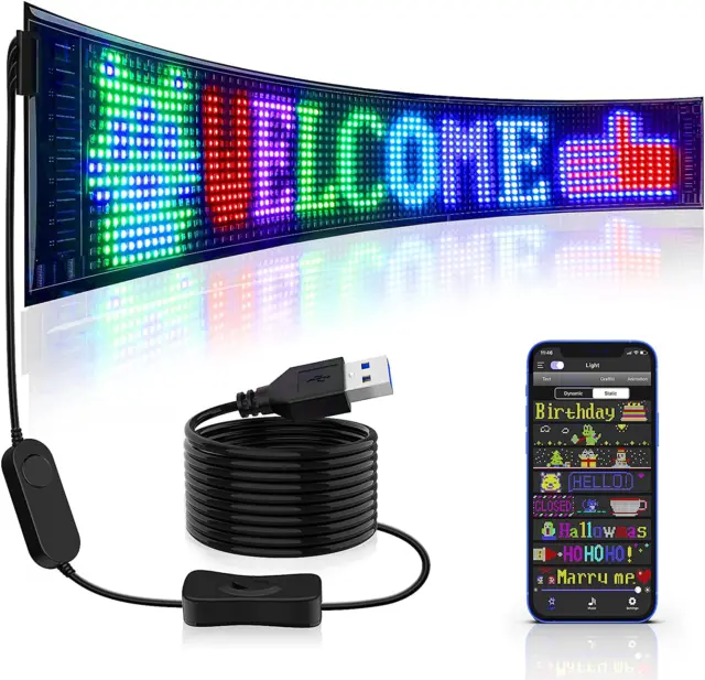 Scrolling Huge Bright Advertising LED Signs, Flexible USB 5V LED Store Sign Blue