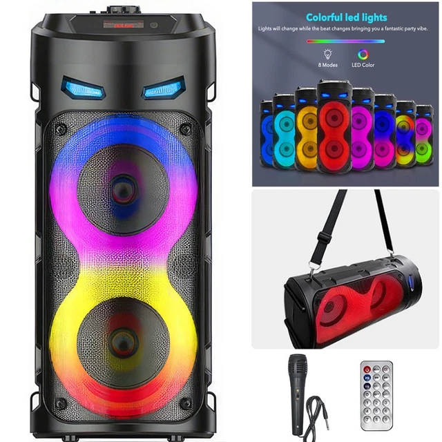 RGB PORTABLE WIRELESS Bluetooth Speaker Mic Subwoofer Outdoor LED Party ...