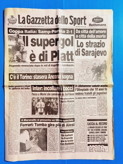 Gazzetta Dello Sport – 9 Février 1977 – Marchioro, Inghilterra-Olanda, Rivera