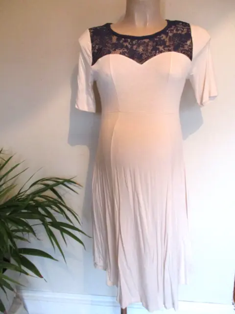 Asos Maternity Ivory & Blue Lace Party T-Shirt Skater Dress Size 10