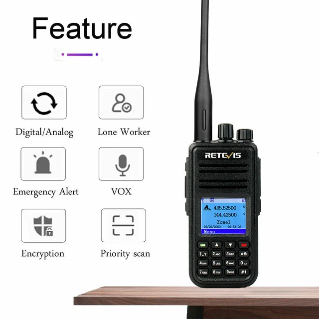 10pcs Retevis Funkgerät RT3S DMR Dualband Digital/Analog Walkie-Talkie 2000mAh 3