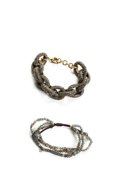J Crew Tai Womens Beaded & Chain Bracelets Lot 2