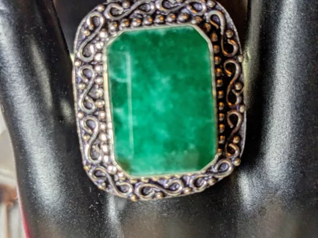 Genuine Emerald Natural gemstone Wicca 925 Ring 8 Compassion Unconditional Love