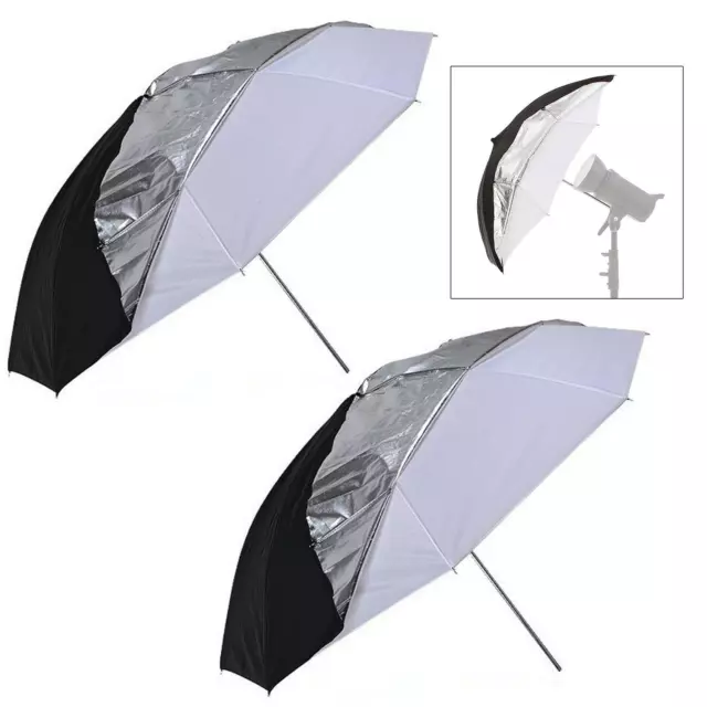 Studio Umbrella 33" x2 Flash Photo Translucent Black Soft Light Photography UK