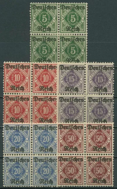 Dt. Reich Dienstmarken Württemberg mit Aufdruck 1920 D 52/56 4er-Block mit Falz