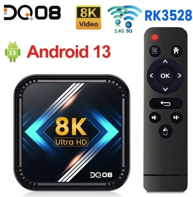 Dq08 Boitier Smart Android 13 Quad Core 8k Vidéo Hdr10  Double Wifi Bt