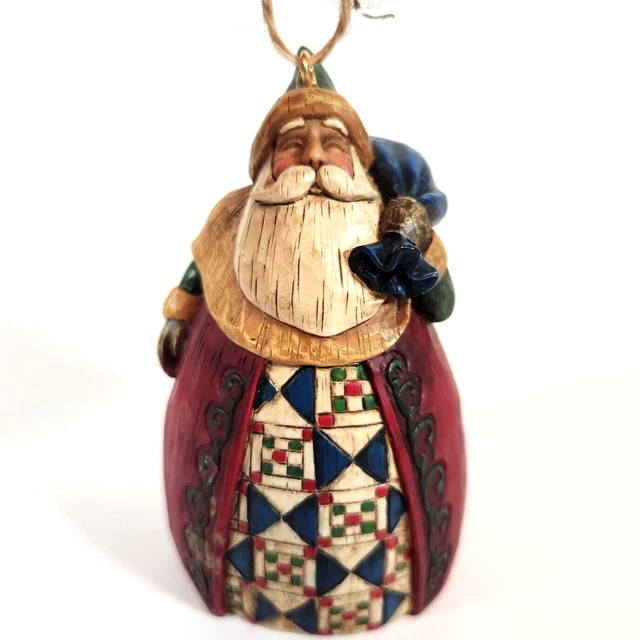 Jim Shore 2002 Hanging Christmas Ornament Santa Claus Smiling with Sack 105176