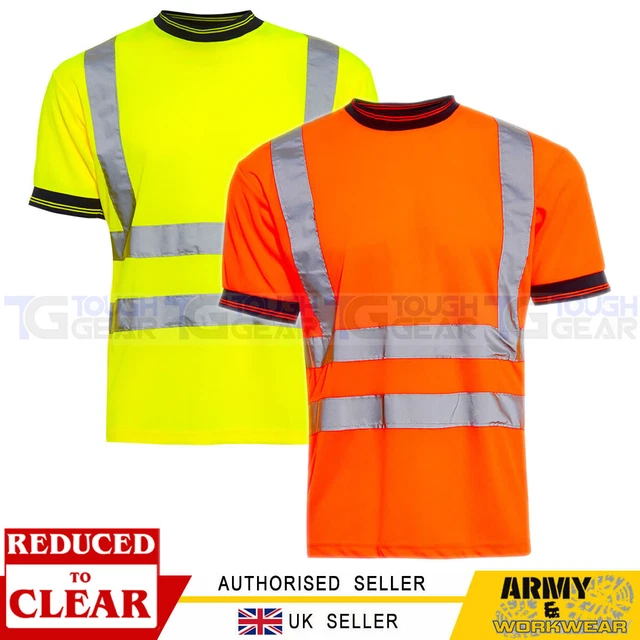 Hi Viz T-Shirt Girocollo Maniche Corte Lavoro Sicurezza Top Vis EN471