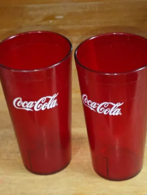 Coca-Cola Cups Red Plastic Tumbler 16-Ounce Restaurant Grade, Carlisle, Set of 2