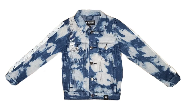 Encrypted Supply Company NY Youth Denim Jacket Sz 4 Blue Tie Dye NWT $36