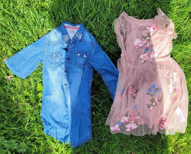 2× Girls Dress Bundle Age 7-8 Years denim party casual summer next