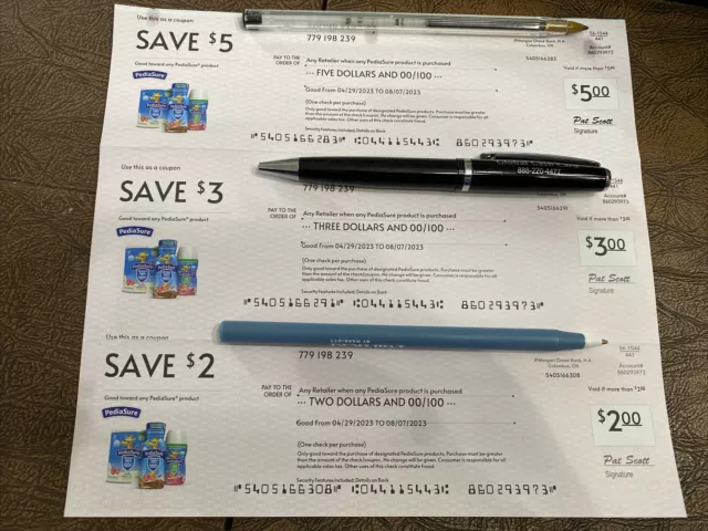 PediaSure Grow And Gain Coupons 3 Coupons 1- $5,  1- $3,  1- $2