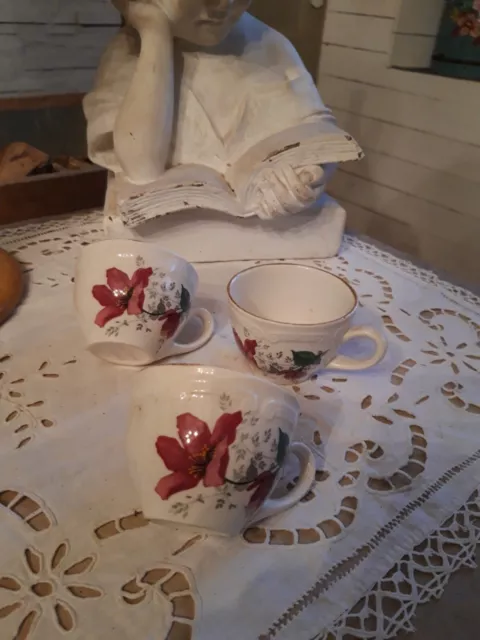 3 Tasses vintage Gien modèle elegance