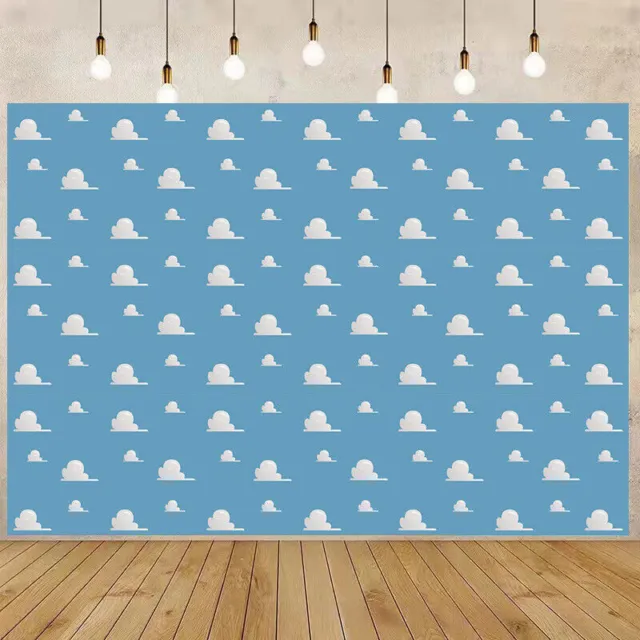 Blue Sky White Clouds Backdrop Toy Story Birthday Baby Shower Photo Background