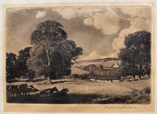 1910 Antique Etching & Aquatint, Country Scene after Joseph Kirkpatrick