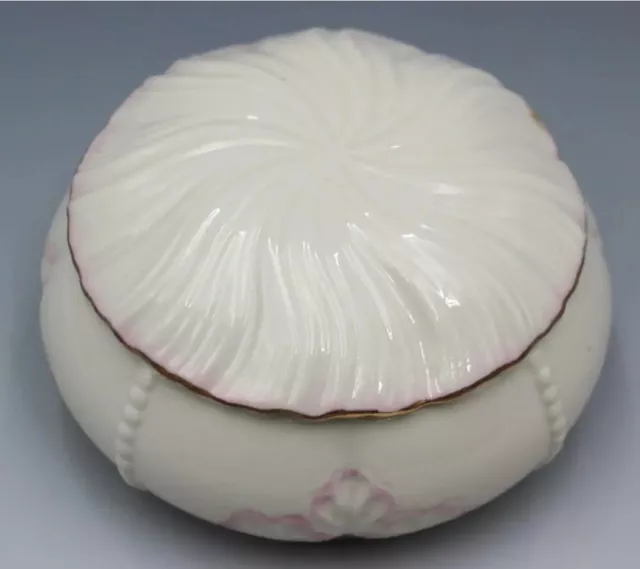 NEW Belleek Irish Porcelain Pink Rossmore Millennium 2000 Trinket Box Bowl A-135 2