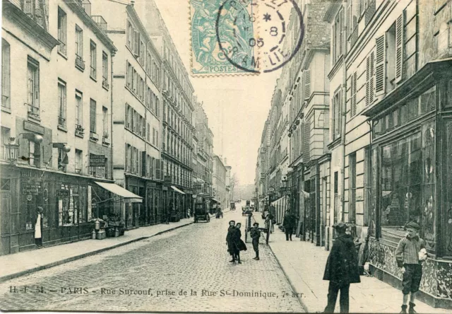 Carte PARIS 7 VII Rue Surcouf prise de la rue Saint Dominique