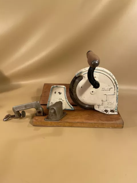 Antique Vintage AWR 316 Meat Slicer Hand Crank Germany Antique Vintage AWR 316 Meat Slicer Hand Crank Germany