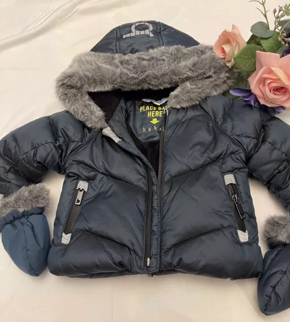 New Baby Boys Ted Baker Coat Winter Jacket With Mittens Age 3-6 Months