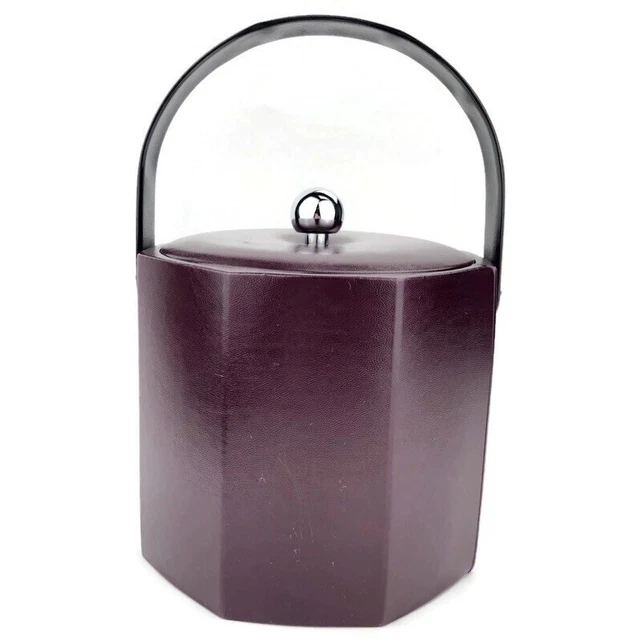 GEORGES BRIARD Signed Burgundy Octagonal Ice Bucket Mid-Century Modern