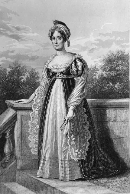 Portrait en pied de LAETIZIA BONAPARTE, mère de NAPOLEON 1er - Gravure du 19eme