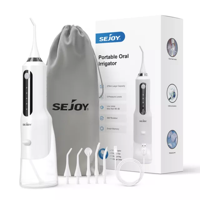 SEJOY Irrigador Dental Bucal Portátil 5 Boquillas 5 Modos Recargable Irrigadores 2