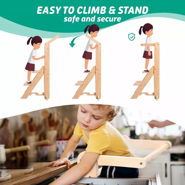 Aomdom Learning Toddler Tower Foldable kitchen Helper Stand for Toddlers Folding