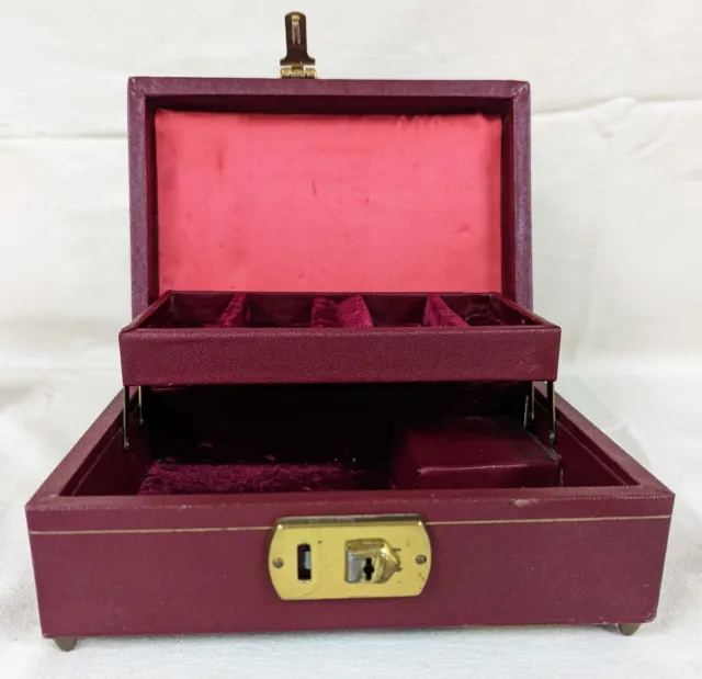 Vintage Thorens Movement Anniversary Red Music Jewelry Box Switzerland Made EF1