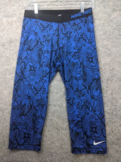 Nike Pro Leggings Womens Large Blue Snakeskin Print  Dri-Fit Compression Capri