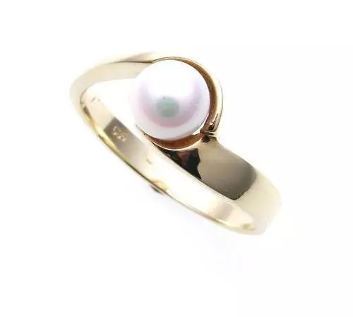 Anneau Femmes or Véritable 333 Perle 6,0 MM Brillant or Jaune 8kt