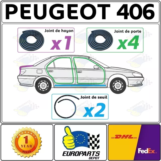 Peugeot 406 Kit De Joints (7 Pcs) Pour Les Portes  + Seuils De Porte + Coffre