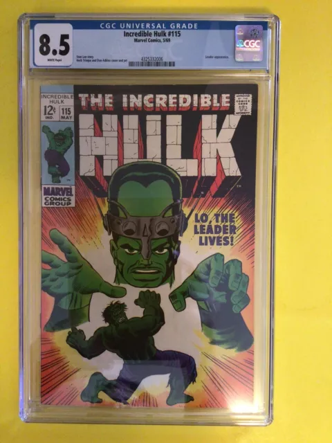 Incredible Hulk #115 The Leader Appearance White Pages CGC 8.5 Marvel 1969.