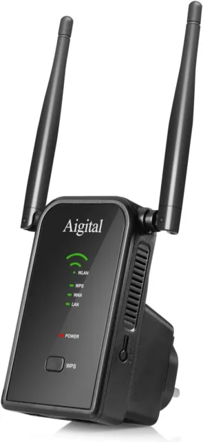 Aigital Répéteur WiFi Amplificateur WiFi N300, WiFi Extender et Booster avec 2 P