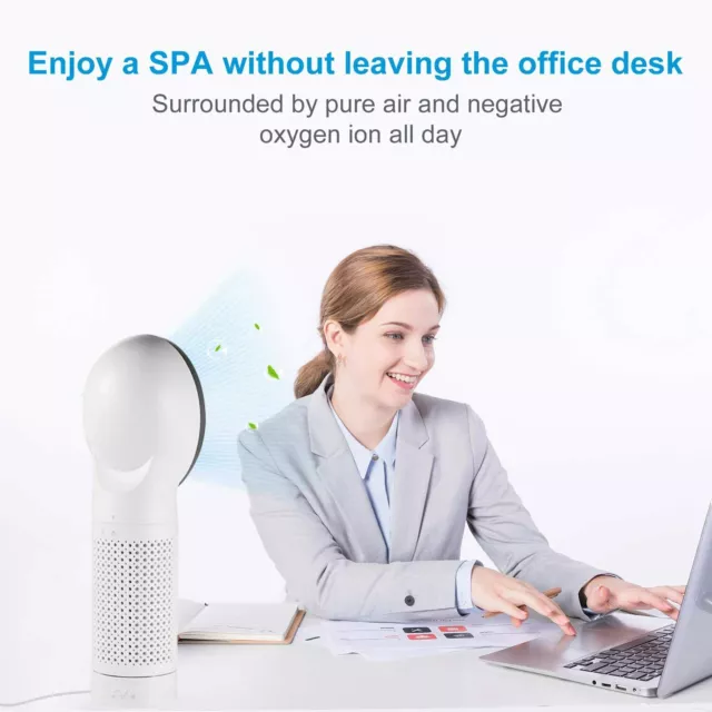 Queenty Desktop Luftreiniger für Home Office Schlafzimmer, echtes HEPA & Aktivkohle 2