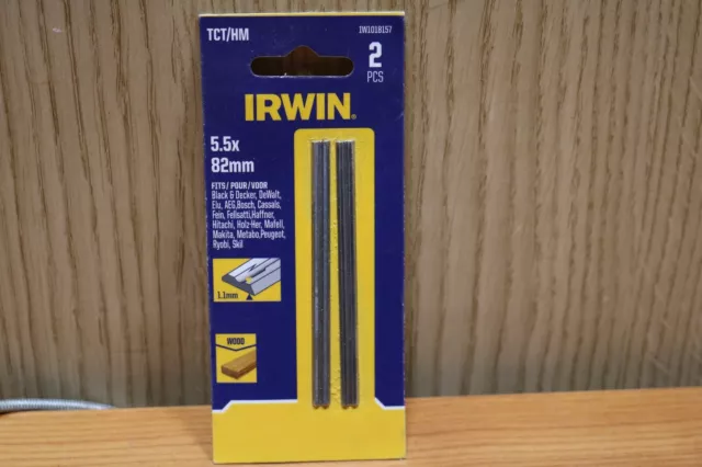 Irwin IW1018157 Pair Of 82mm TCT Planer Blades Universal fit most makes