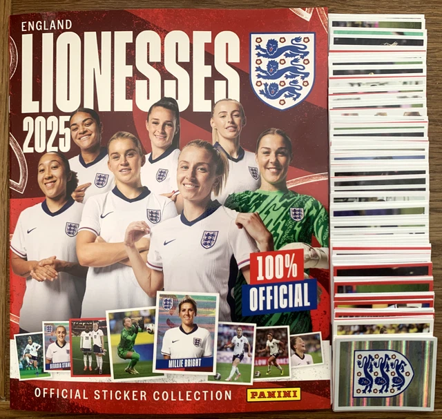 One England Sticker Collection PANINI ENGLAND LIONESSES Euro 2025 Sticker Collection Album + Complete ...