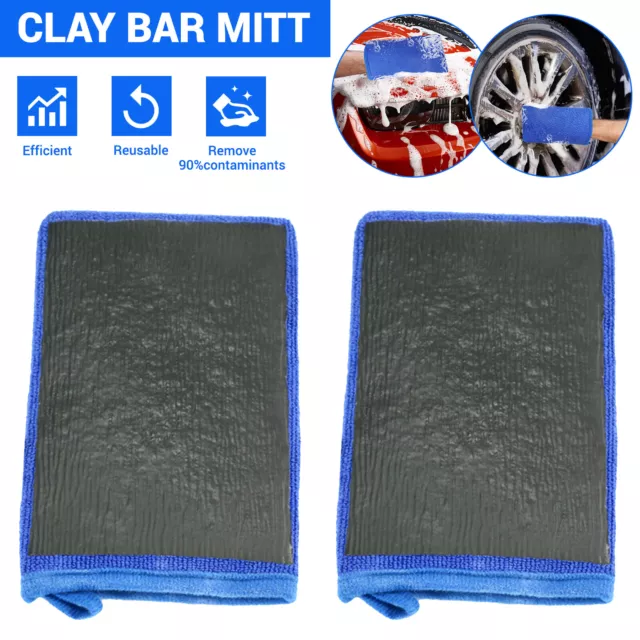 2PCS Auto Car Microfiber Clay Bar Mitt Detailing Cleaning Wash Glove Cloth Rag