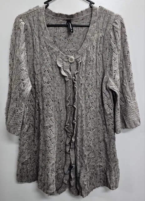Jeanswest Ladies Ruffle Front Cardigan Size XL Half Sleeve Pre-Owned