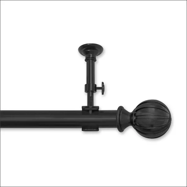 Pinnacle Optima Ball Curtain Rod Collection  16" up to 240" - Black
