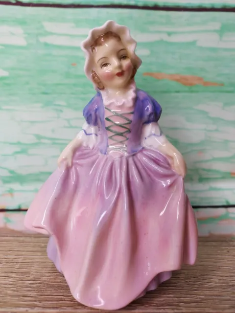Vtg Royal Doulton England Porcelain Dinky Do Pink Dress Bonnet Lady Figurine