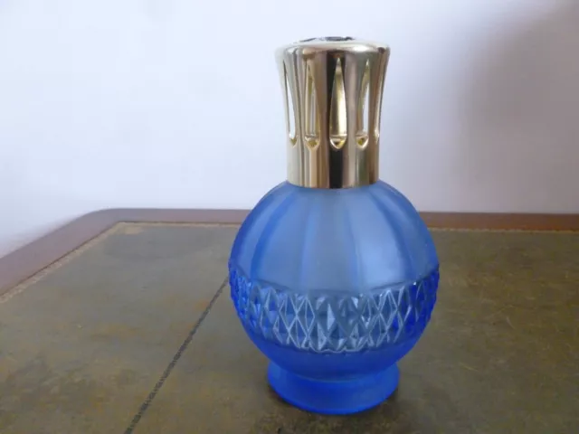 Lampe Berger France Verre Bleue Depoli Gravure Neuve Jamais Utilisee Collection