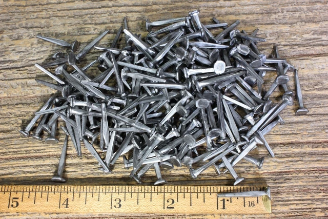 1” inch Square NAILS 200 lot antique box vintage look large round flat head BRAD