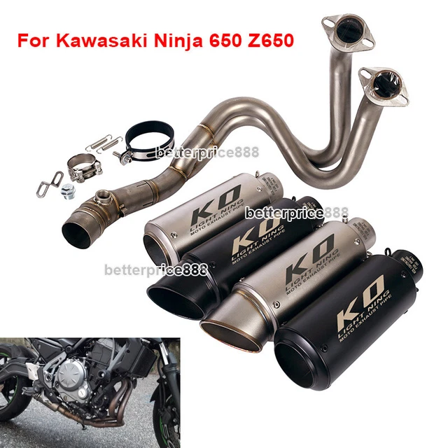 FOR KAWASAKI Z650 ER6N 2012 2022 System Exhaust Tips Link Muffler