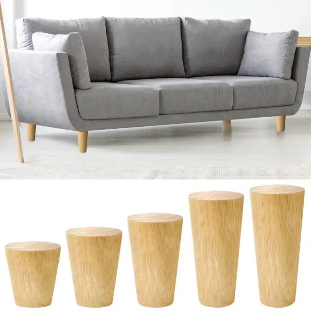 4 piezas, pies de repuesto de madera para muebles de madera dura para sofá mesa